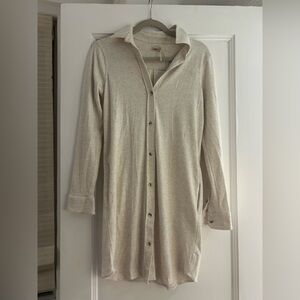 Faherty Cream Long Sleeve Shirt Dress